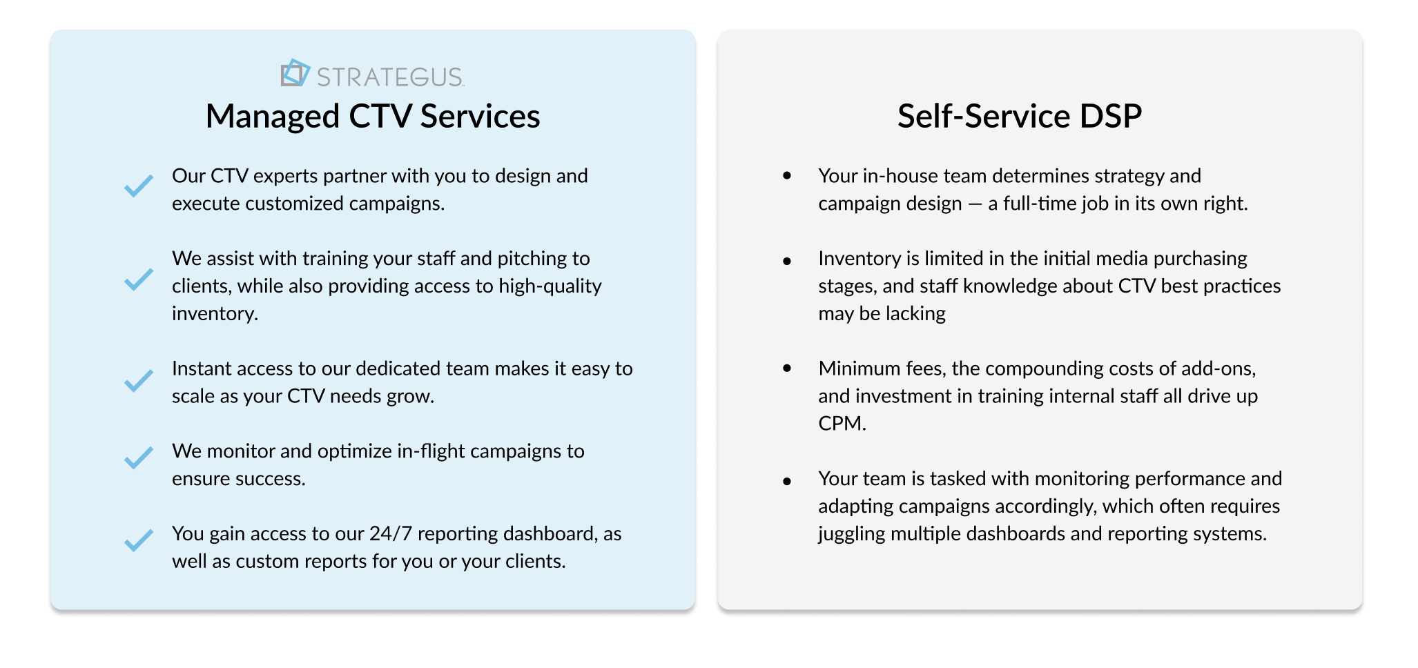 managed ctv services vs. self serve dsp